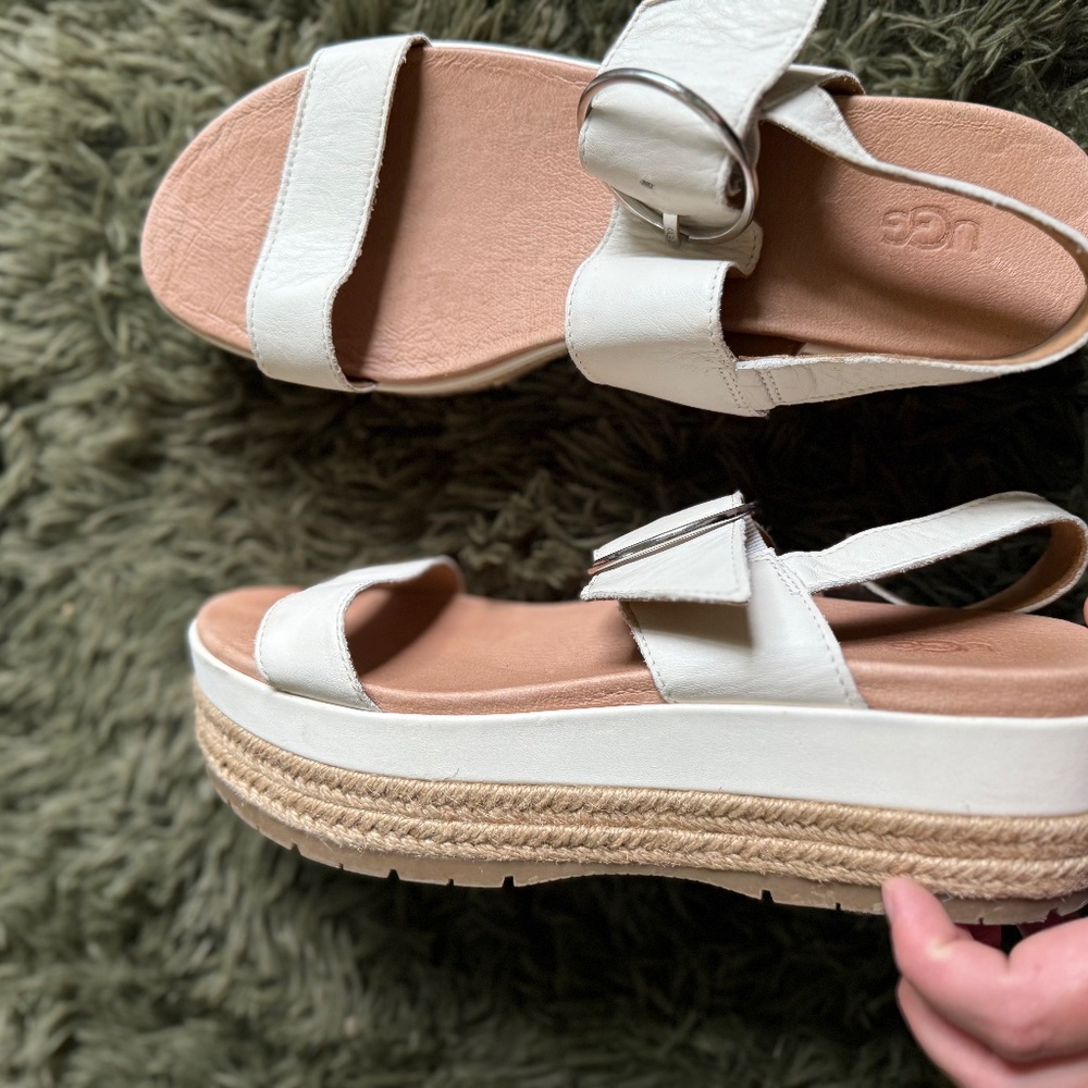 UGG Sandals Size 10 Platform White - Picture 2 of 9